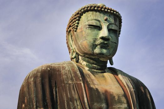 giant Buddha head from Daibutsu sculpture in Kamakura, Japan