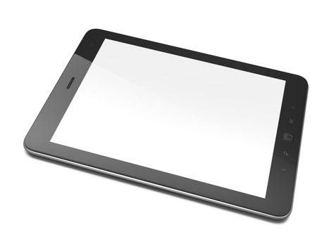 High-detailed black tablet pc on white background, 3d render