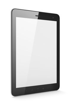 High-detailed black tablet pc on white background, 3d render