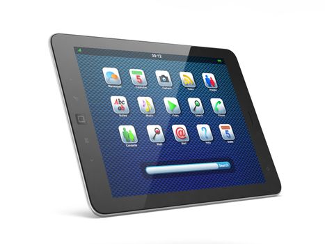 High-detailed black tablet pc on white background, 3d render.