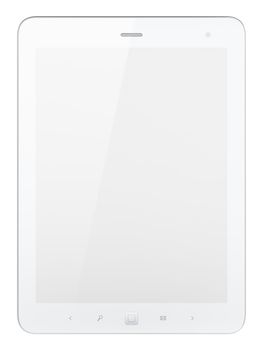 High-detailed white tablet pc on white background, 3d render.