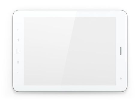 High-detailed white tablet pc on white background, 3d render.