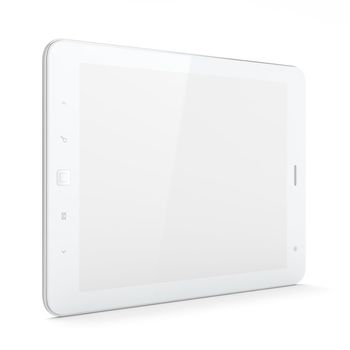 High-detailed white tablet pc on white background, 3d render.
