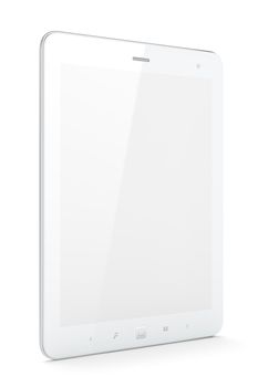 High-detailed white tablet pc on white background, 3d render.