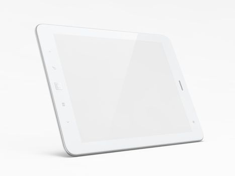 High-detailed white tablet pc on white background, 3d render.