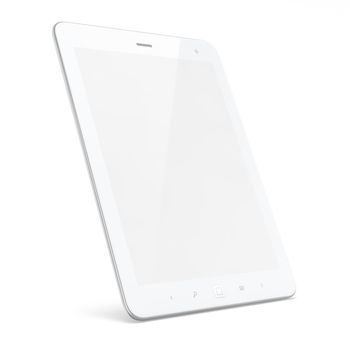 High-detailed white tablet pc on white background, 3d render.