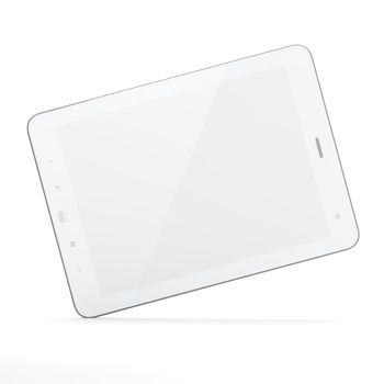 High-detailed white tablet pc on white background, 3d render.