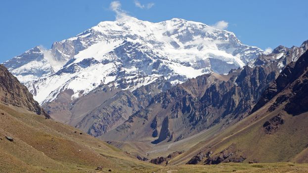 Summit of Aconcagua, highest mountain outside Himmalaya, Aconcagua National Parc, Andes Mountains, Argentina