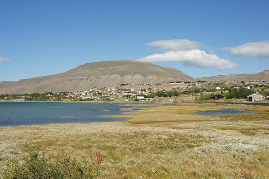 Panorama view to El Calafate, gate to the famous national park Los Glaciares, Patagonia, Argentina