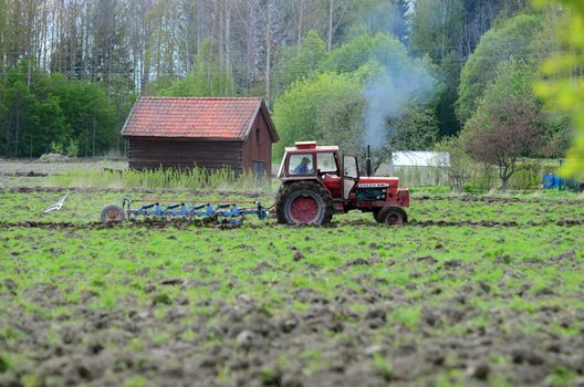 A tractor plough