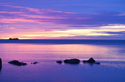 Sky and sea beautifully illuminated at sunset