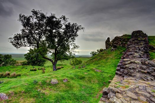 The ancient roman remains of hadrians wall on the english scotish boarder in the un ited kingdom