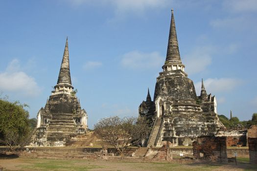 Ruins of Wat Phra Si Sanphet, part of the former kings palace, Ayutthaya, Thailand, Southeast Asia