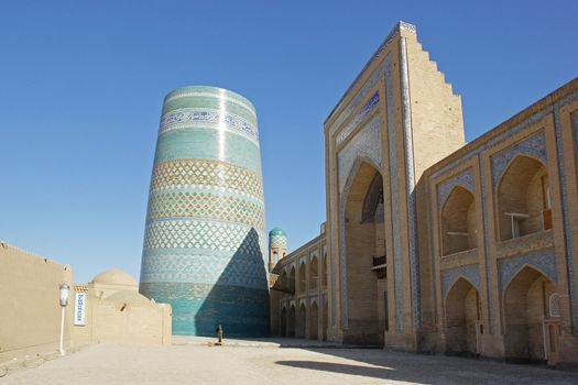 Kalta Minor, landmark of the ancient city of Khiva, silk road, Uzbekistan, Central Asia