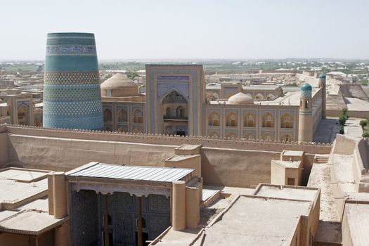 Panorama of the ancient city of Khiva, silk road, Uzbekistan, Central Asia
