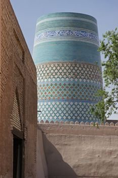 Kalta Minor, landmark of the ancient city of Khiva, silk road, Uzbekistan, Central Asia