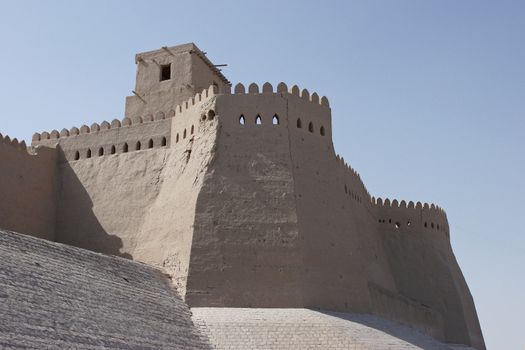 Wall of the ancient city of Khiva, silk road, Uzbekistan, Central Asia