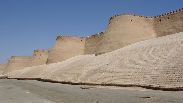 Wall of the ancient city of Khiva, silk road, Uzbekistan, Central Asia