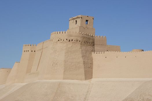 Wall of the ancient city of Khiva, silk road, Uzbekistan, Central Asia