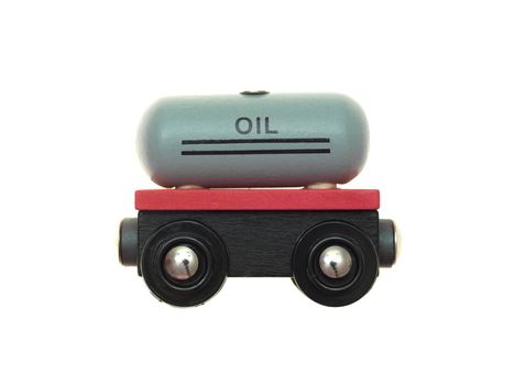 A toy train isolated against a white background