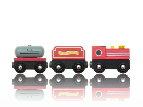 A toy train isolated against a white background