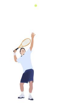 Vector and illustration of Thai men tennis player serve tennis ball