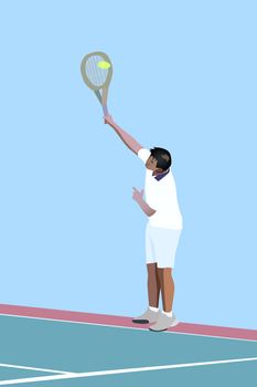 Illustration of a male tennis player serving