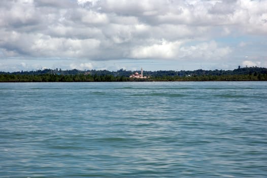 a mosque in the town of Tarakan was photographed from the sea