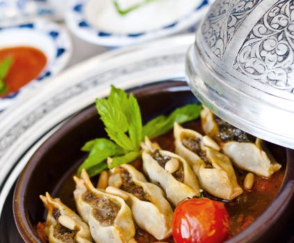 Delicious manti, traditional Ottoman-Turkish food