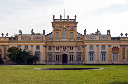 Front view of a Royal Palace in Wilanow, Warsaw, Poland.