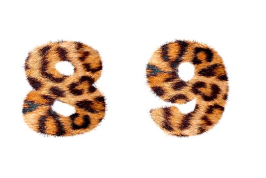 Custom number symbol base on leopard skin, isolated in white