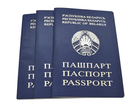 stack of Belarus passports isolated on white; clipped path is included