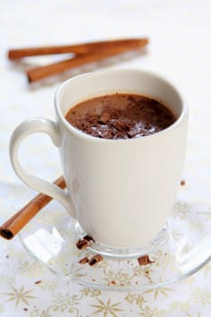 Hot chocolate with cinnamon stick