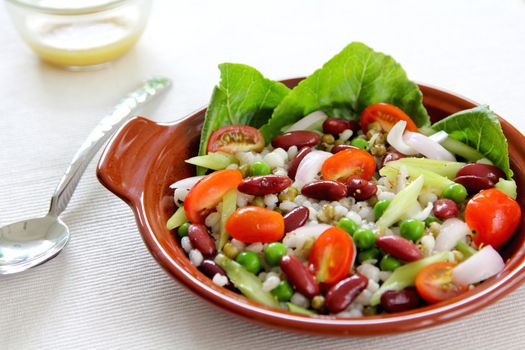 Beans and grains with celery salad