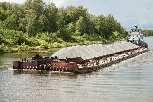 River barge in Moscow canal, Russia. Taken on July 2012.