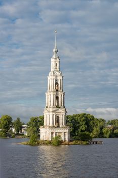 Church in water near of Kaljazin village in Moscow canal, Russia. Taken on July 2012.