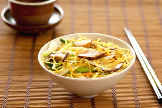 Stir fried Egg Noodle with mushroom