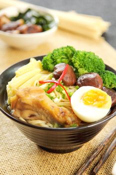 Noodle soup with mushroom and chicken