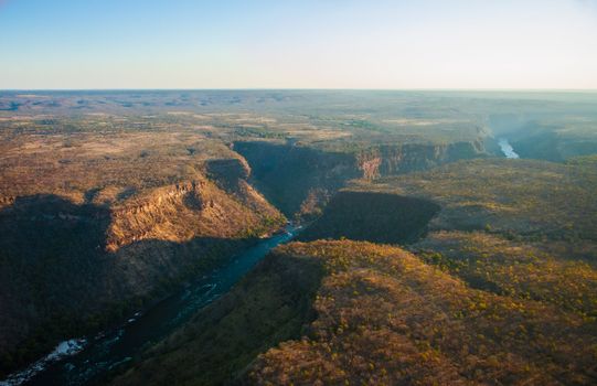 Zambezi river gorge from the air, Zambia/Zimbabwe