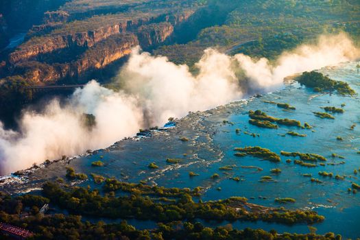 Victoria Falls seen from the air, Zambia/Zimbabwe