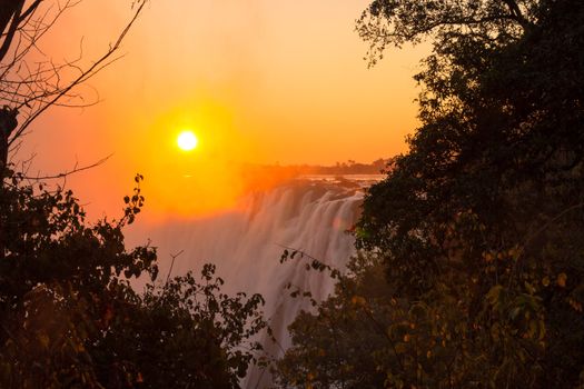 Zambezi River and Victoria Falls seen from Livingstone, Zambia