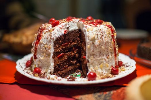 Black Forest Cake Served and Ready to Eat