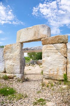 Torre den Gaumes prehistoric town at Menorca Island in Spain