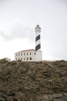 lighthouse of Favaritx Cape at Menorca island in Spain