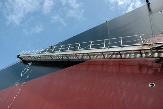 ladder at  a big tanker ship, which was anchored in the middle of the ocean