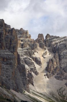 Rocky mountain ridge in the Dolomites