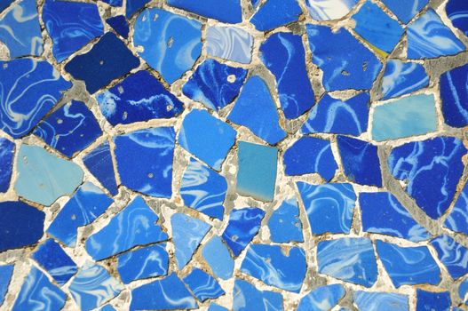typical blue ceramic pattern from Park Guell, Barcelona, creation of Antonio Gaudi