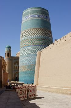 Kalta Minor, landmark of the ancient city of Khiva, silk road, Uzbekistan, Central Asia