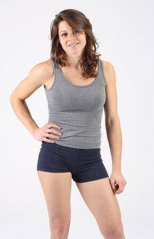 Portrait of a healthy fitness woman  with shorts and singlet