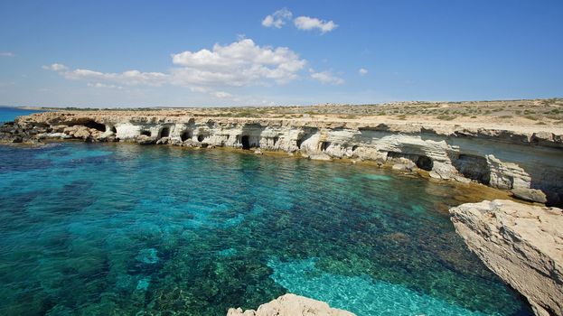 Sea Caves close to Cape Greko, Agia Napa, Cyprus, Europe